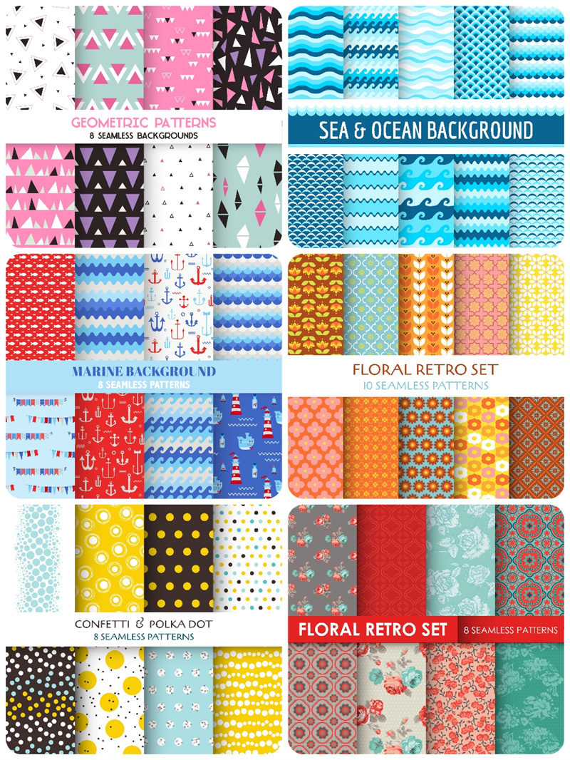 图片[2]-海波浪爱心雨点几何图形平铺卡通包装底纹背景模板AI矢量设计素材-设计猿