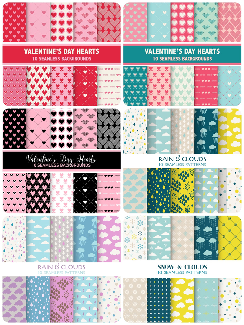 图片[3]-海波浪爱心雨点几何图形平铺卡通包装底纹背景模板AI矢量设计素材-设计猿