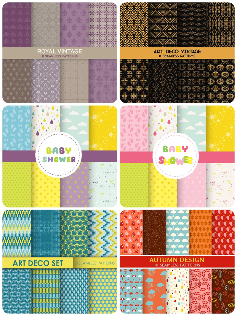 图片[5]-海波浪爱心雨点几何图形平铺卡通包装底纹背景模板AI矢量设计素材-设计猿