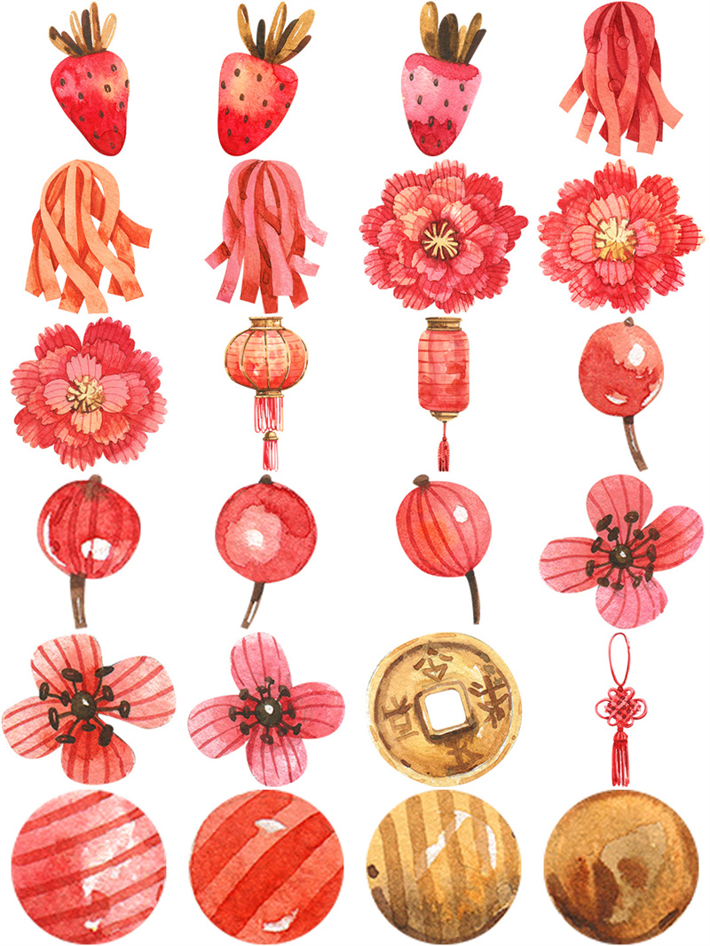 图片[2]-水彩年味春节剪切插画新年喜庆灯笼过节日元素PNG免抠设计素材-设计猿