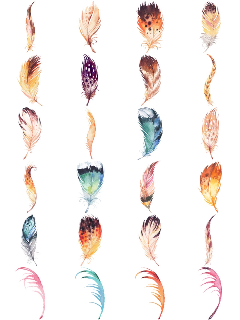 图片[3]-手绘水彩彩色护身符花环羽毛部落民族图案婚礼贺卡片PNG免扣素材-设计猿