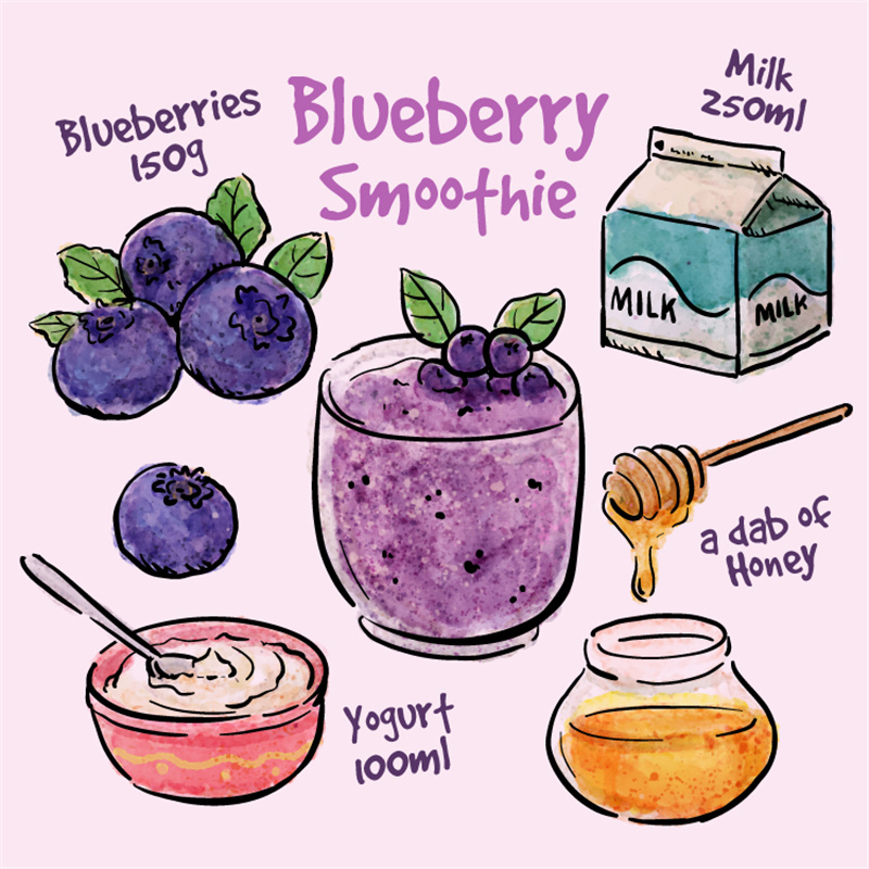 图片[1]-手绘水彩夏日果汁饮料蜂蜜牛奶菜单酸奶PNG免扣AI矢量装饰素材-设计猿