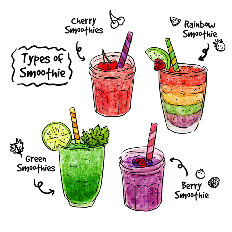 图片[2]-手绘水彩夏日果汁饮料蜂蜜牛奶菜单酸奶PNG免扣AI矢量装饰素材-设计猿