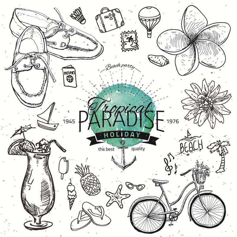 图片[3]-复古手绘线稿素描海洋船只热带单车沙滩LOGO鸡尾酒AI矢量设计素材-设计猿