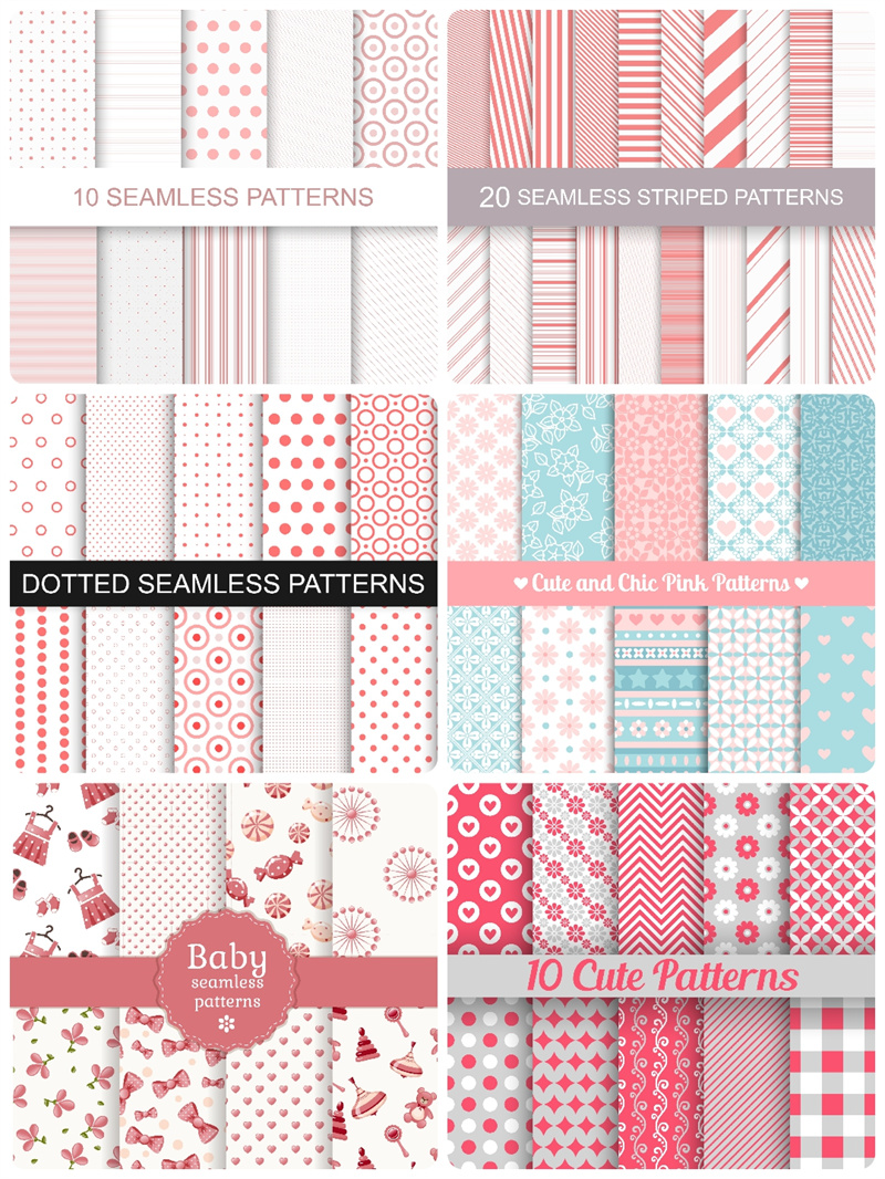 图片[3]-唯美清新和风星星花朵条纹无缝平铺背景包装图案印刷AI矢量图素材-设计猿