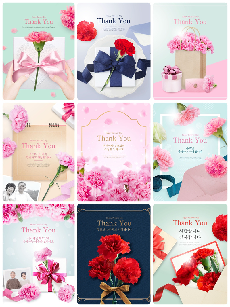 图片[2]-唯美感恩节粉色父亲节母亲节鲜花礼品康乃馨丝PSD海报设计PS素材-设计猿