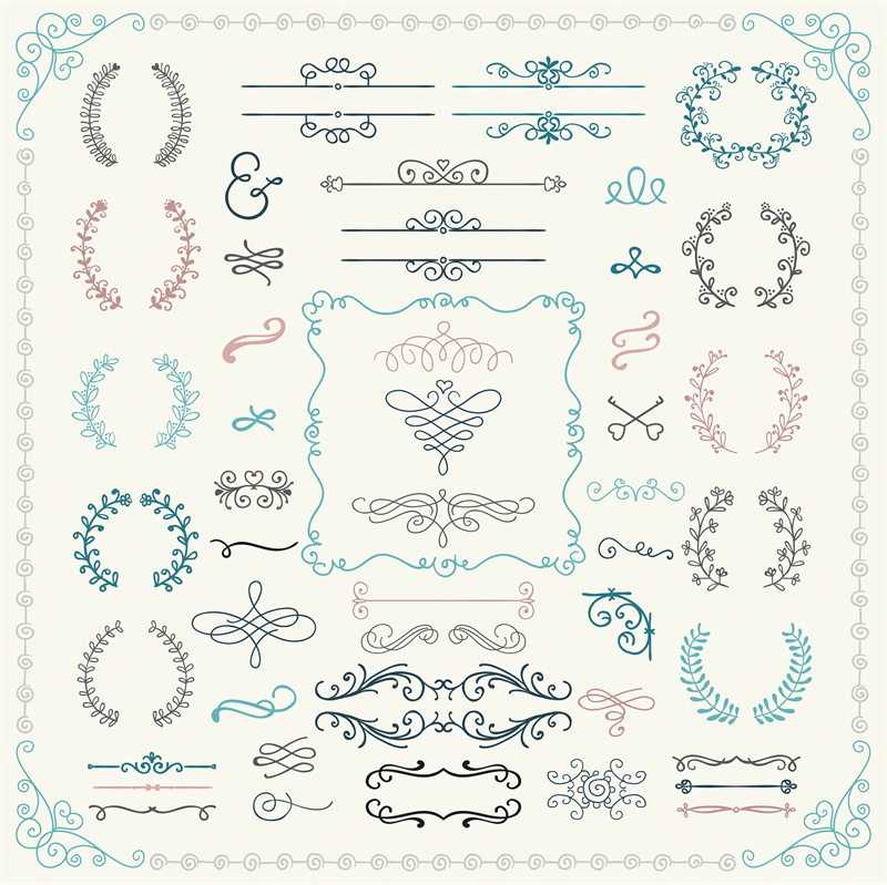 图片[3]-简约欧式复古线条边框花纹LOGO角框图标花边分割线AI矢量PS素材-设计猿