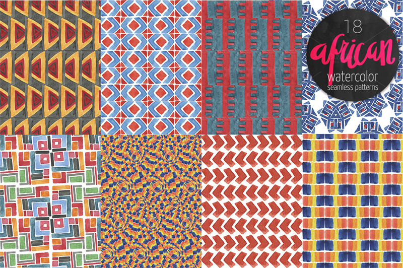 图片[1]-水彩风民族风非洲花纹布料无缝图案背景PNG免扣抠图海报设计素材-设计猿