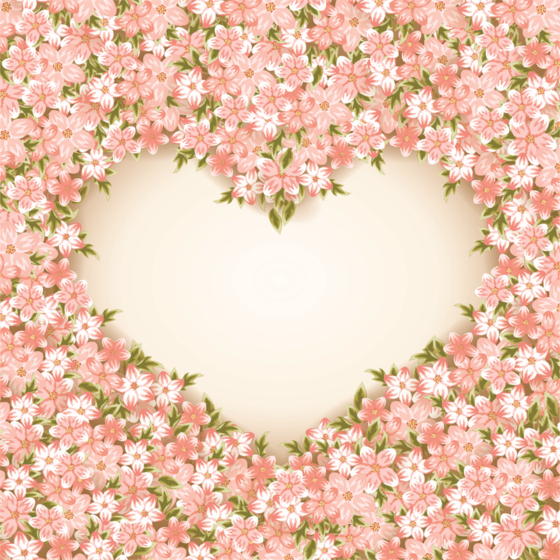 图片[1]-情人节七夕爱心鲜花花鸟卡片图案背景后期制作合成AI矢量设计素材-设计猿