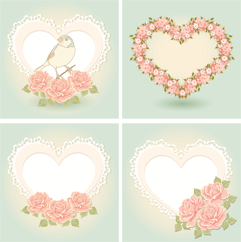 图片[4]-情人节七夕爱心鲜花花鸟卡片图案背景后期制作合成AI矢量设计素材-设计猿