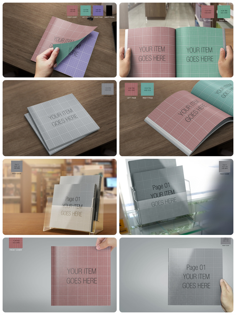 图片[2]-画册智能贴图文创样机模板方形精装宣传册PSD硬壳书籍设计效果图-设计猿