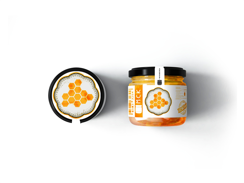 图片[3]-辣椒酱果酱蜂蜜食品包装瓶子调味品酱料玻璃瓶 PSD贴图样机模板-设计猿