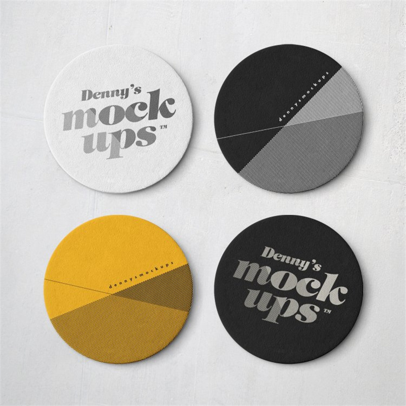 图片[2]-企业形象展示圆形玻璃杯隔热垫杯垫PSD智能贴图文创样机模板素材-设计猿