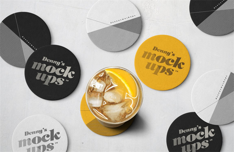 图片[4]-企业形象展示圆形玻璃杯隔热垫杯垫PSD智能贴图文创样机模板素材-设计猿