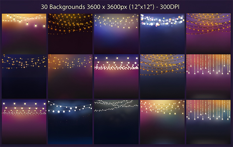 图片[1]-璀璨梦幻星光光晕灯光灯串背景图案PNG免扣JPG图片设计PS合成素材-设计猿