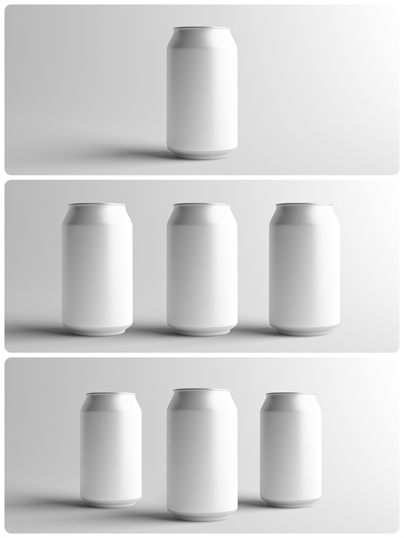 图片[1]-易拉罐铁罐装碳酸饮料果汁啤酒PSD素材包装智能贴图样机提案模板-设计猿
