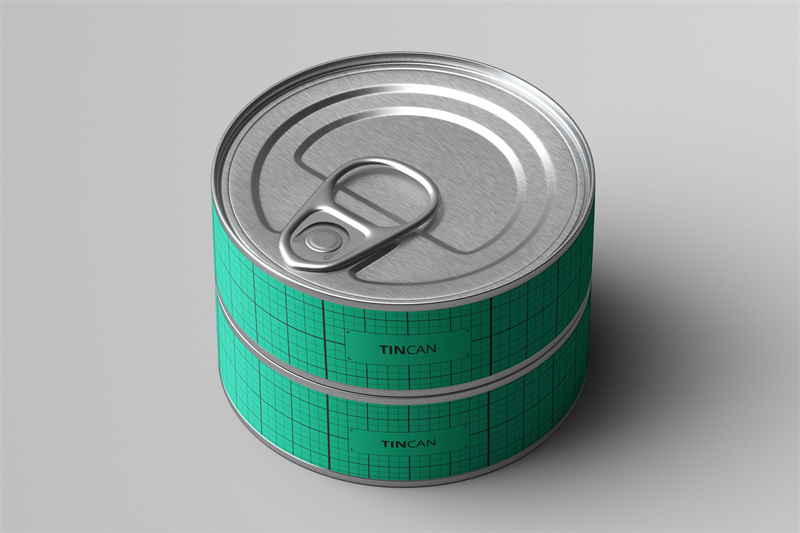 图片[2]-6视角扁圆铁罐头盒密封拉环食品包装展示智能贴图样机PSD模板素材-设计猿