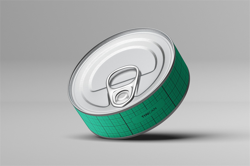 图片[3]-6视角扁圆铁罐头盒密封拉环食品包装展示智能贴图样机PSD模板素材-设计猿