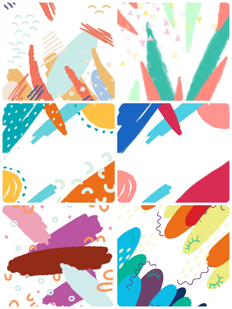 图片[1]-可爱水彩儿童创意涂鸦不规则形状背景图案插画PNG免抠PS设计素材-设计猿