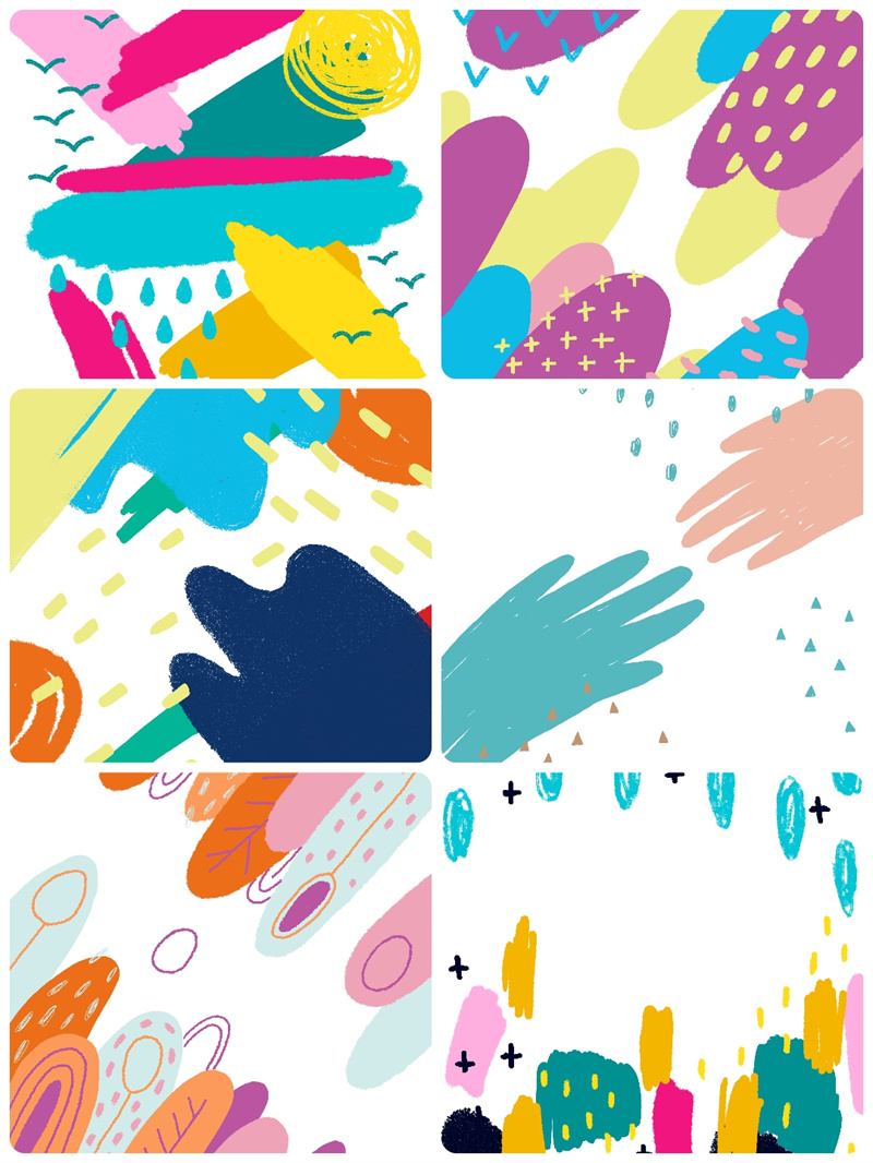 图片[2]-可爱水彩儿童创意涂鸦不规则形状背景图案插画PNG免抠PS设计素材-设计猿