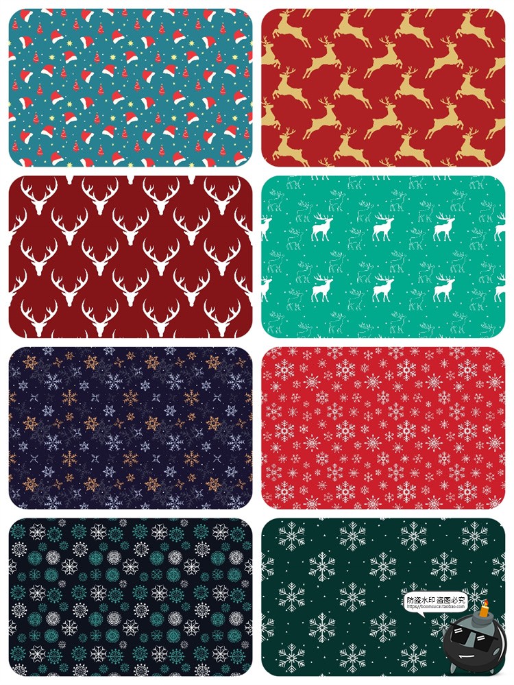 图片[3]-圣诞节雪花驯鹿圣诞树无缝连续装饰图案背景底纹AI矢量图JPG素材-设计猿