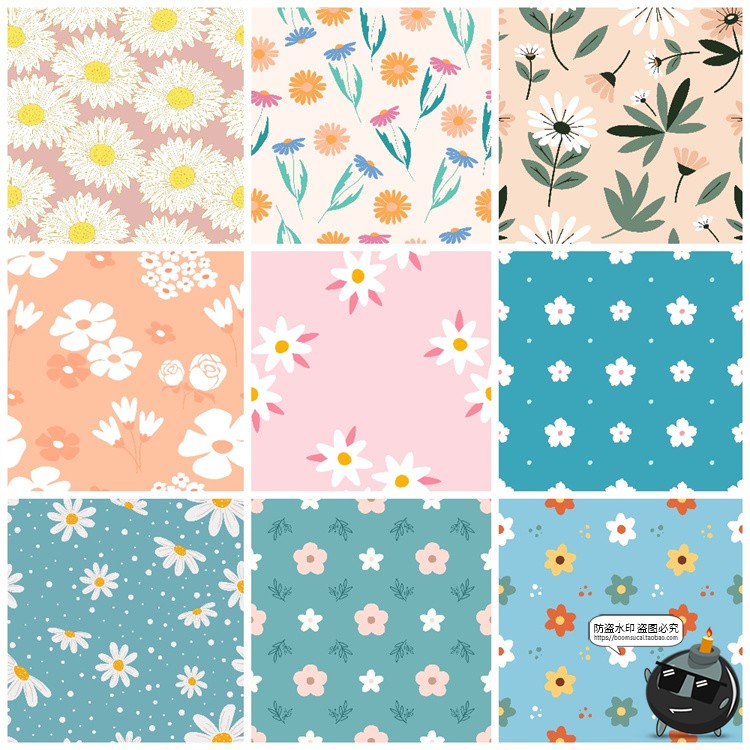 手绘森系春天花卉小花碎花插画无缝图案底纹背景AI矢量JPG素材图-设计猿