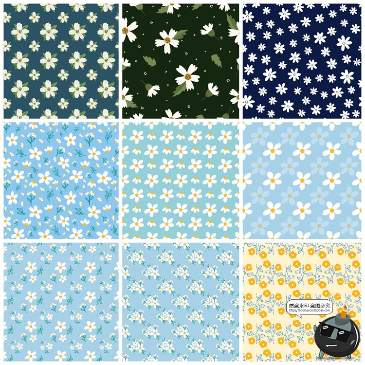 图片[4]-手绘森系春天花卉小花碎花插画无缝图案底纹背景AI矢量JPG素材图-设计猿