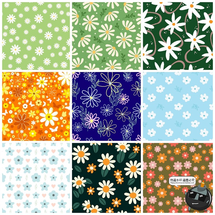 图片[6]-手绘森系春天花卉小花碎花插画无缝图案底纹背景AI矢量JPG素材图-设计猿