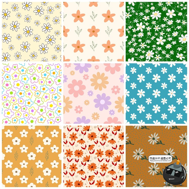 图片[11]-手绘森系春天花卉小花碎花插画无缝图案底纹背景AI矢量JPG素材图-设计猿