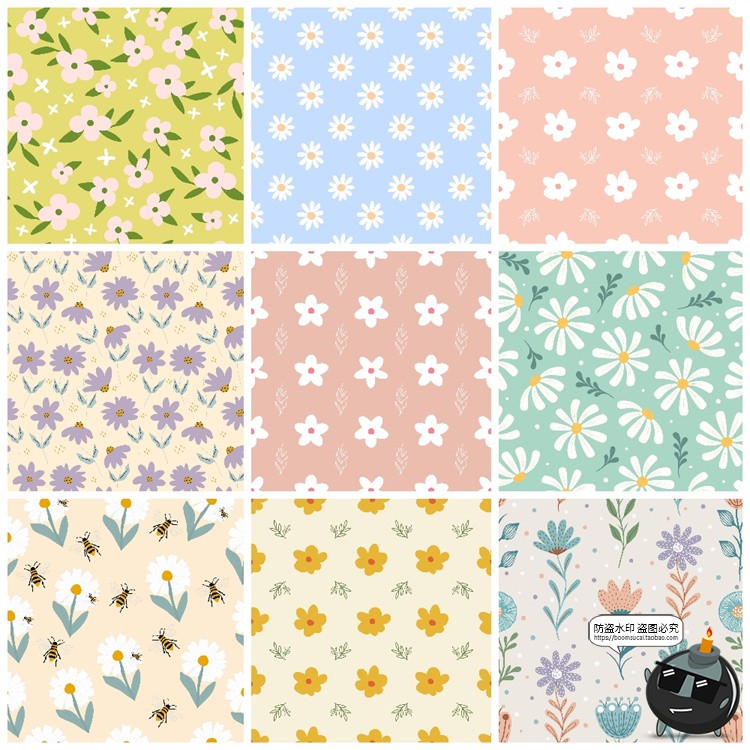 图片[12]-手绘森系春天花卉小花碎花插画无缝图案底纹背景AI矢量JPG素材图-设计猿