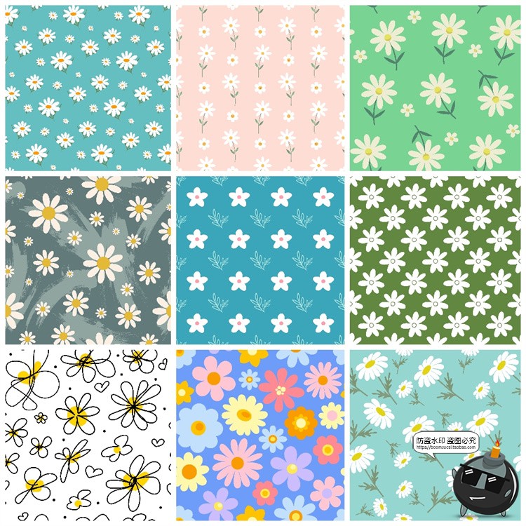 图片[14]-手绘森系春天花卉小花碎花插画无缝图案底纹背景AI矢量JPG素材图-设计猿