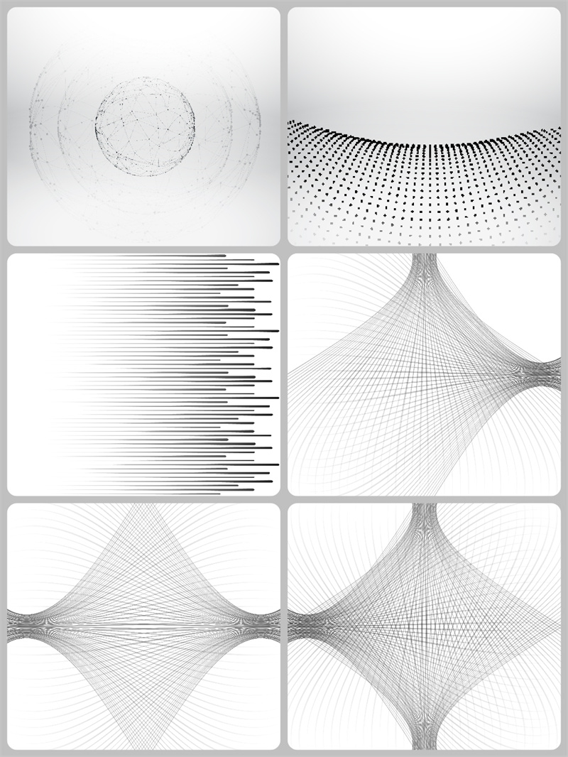 图片[2]-科技感放射状线条电线连接高清黑白背景平面底纹图案AI矢量图素材-设计猿
