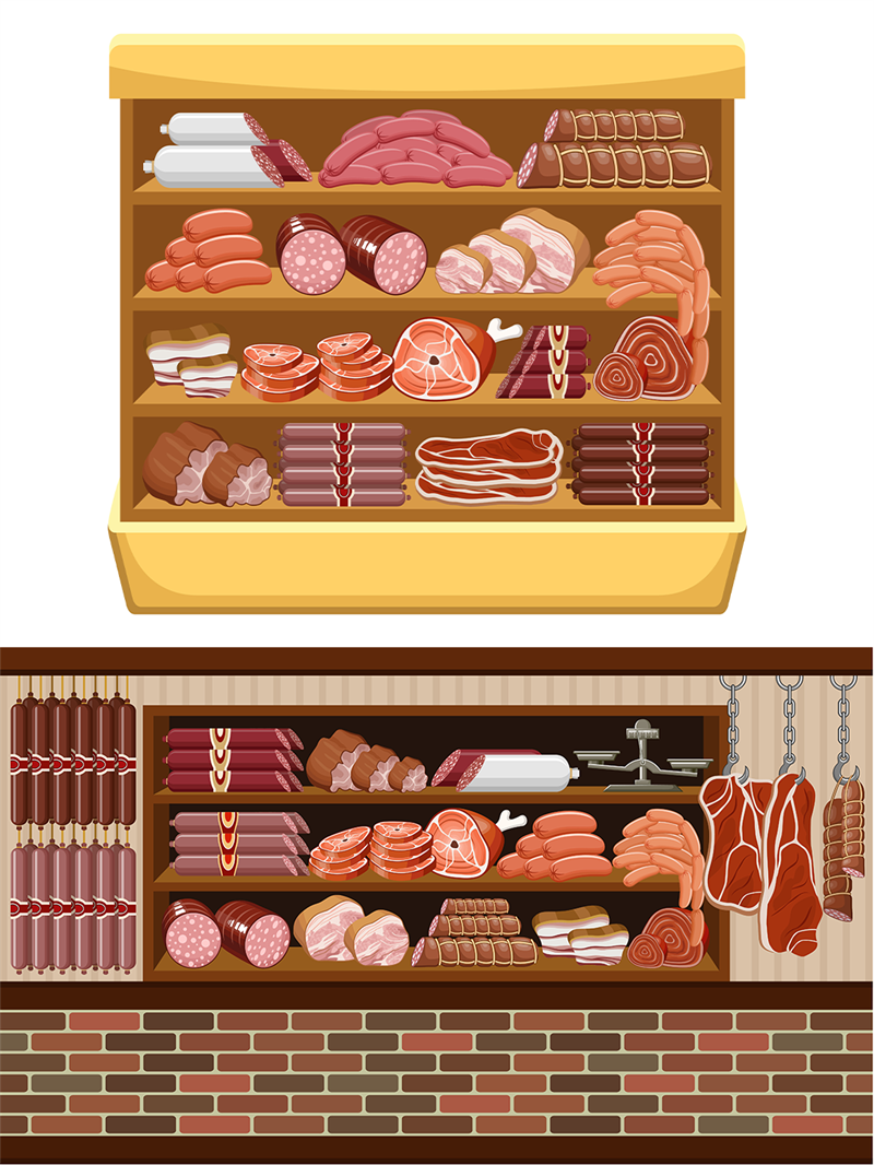 图片[3]-食物肉类香肠食物牛肉牛排肉铺商店游戏扁平化AI矢量设计制作素材-设计猿