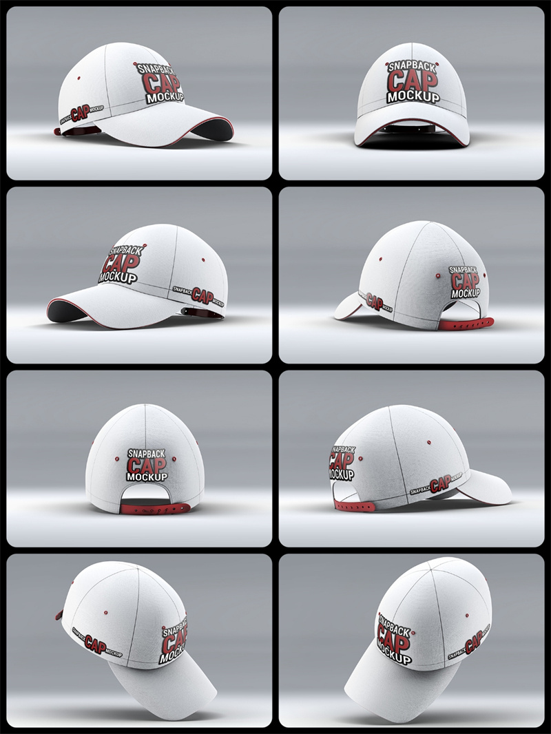 图片[1]-遮阳帽子鸭舌帽街头样机VI设计模板标志效果PSD智能图层贴图素材-设计猿