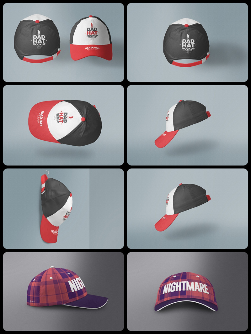 图片[3]-遮阳帽子鸭舌帽街头样机VI设计模板标志效果PSD智能图层贴图素材-设计猿