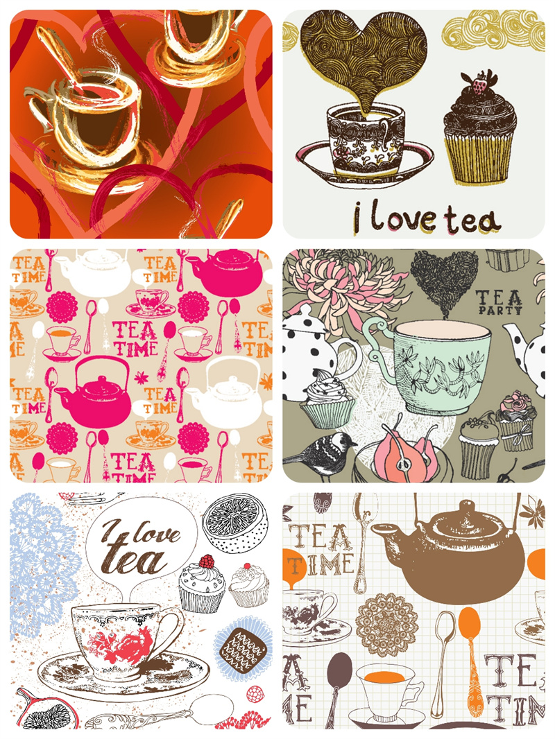 图片[1]-复古卡通手绘下午茶茶叶茶壶海报菜单图案AI矢量制作后期装饰素材-设计猿