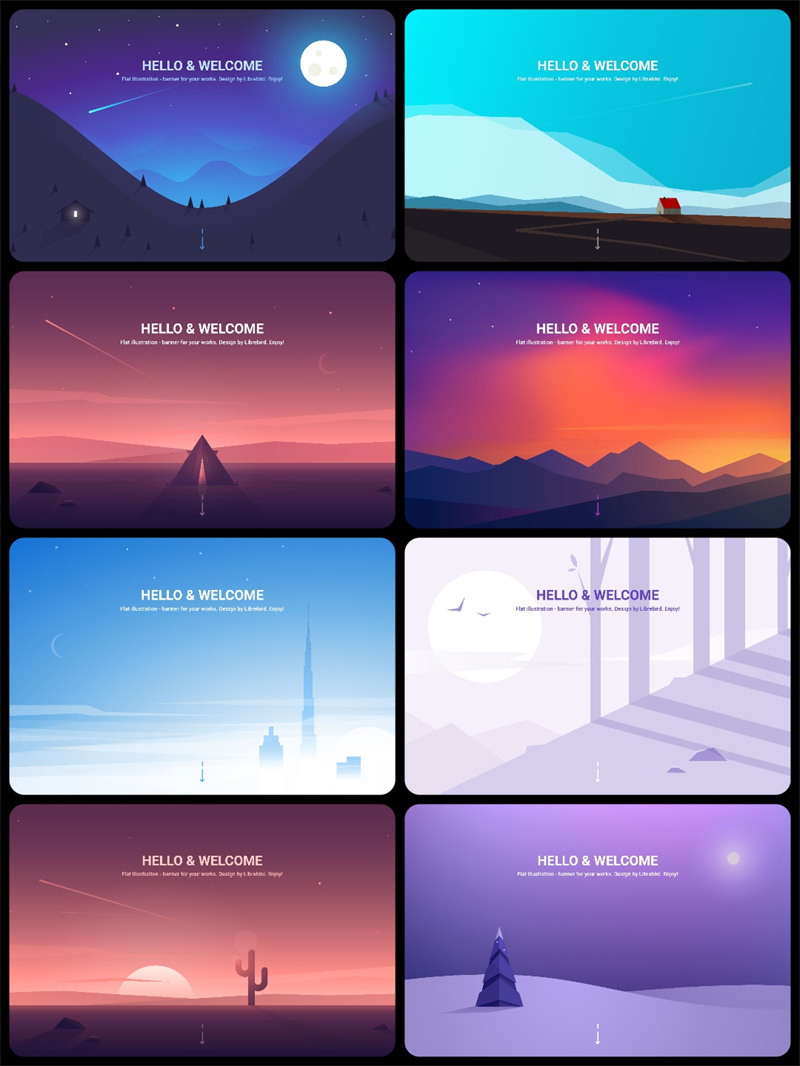 图片[1]-简约扁平化卡通游戏风景冰雪插画配图设计背景AI矢量图片素材-设计猿