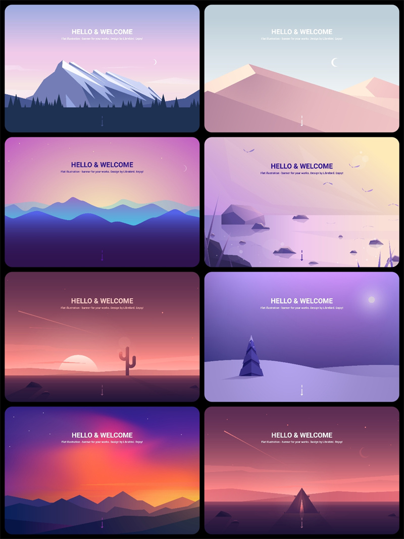 图片[2]-简约扁平化卡通游戏风景冰雪插画配图设计背景AI矢量图片素材-设计猿