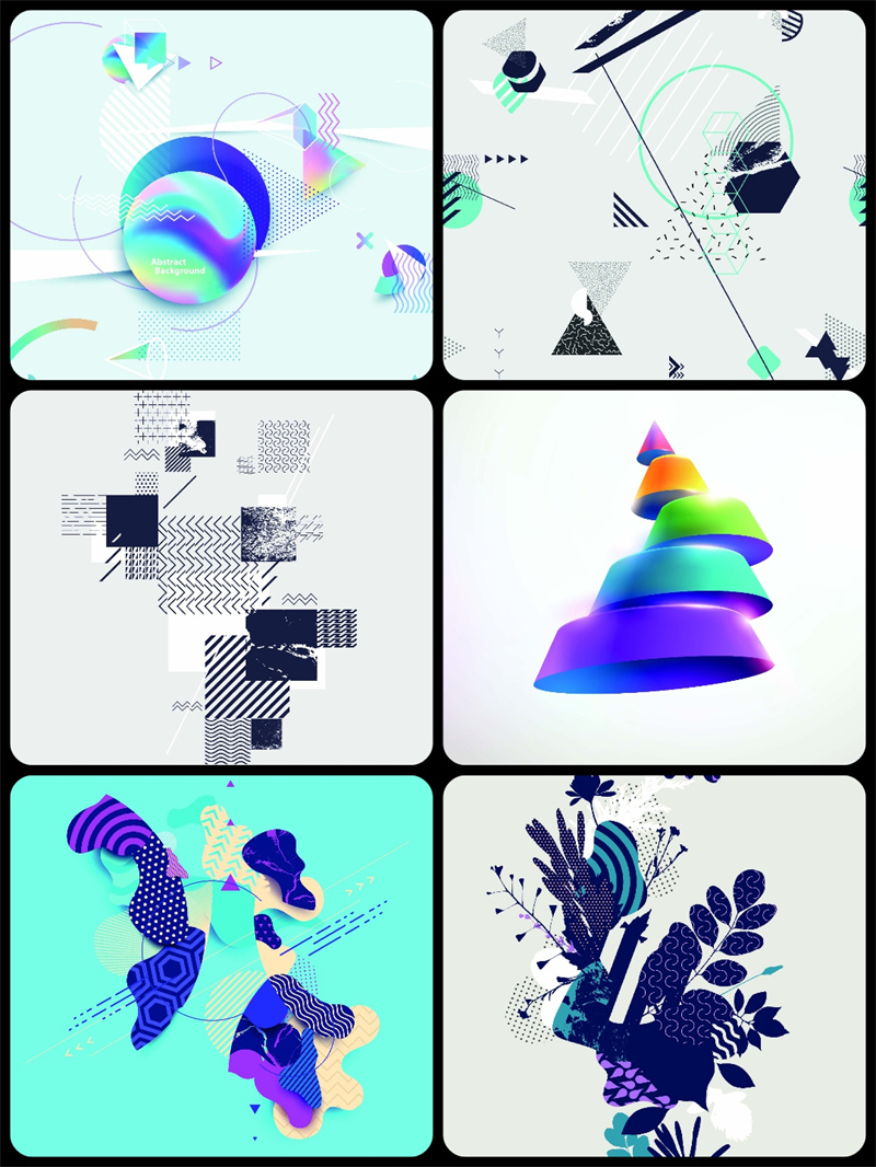 图片[1]-欧美几何流体渐变蒸汽波风抽象封面异形元素H5海报AI矢量模板素材-设计猿