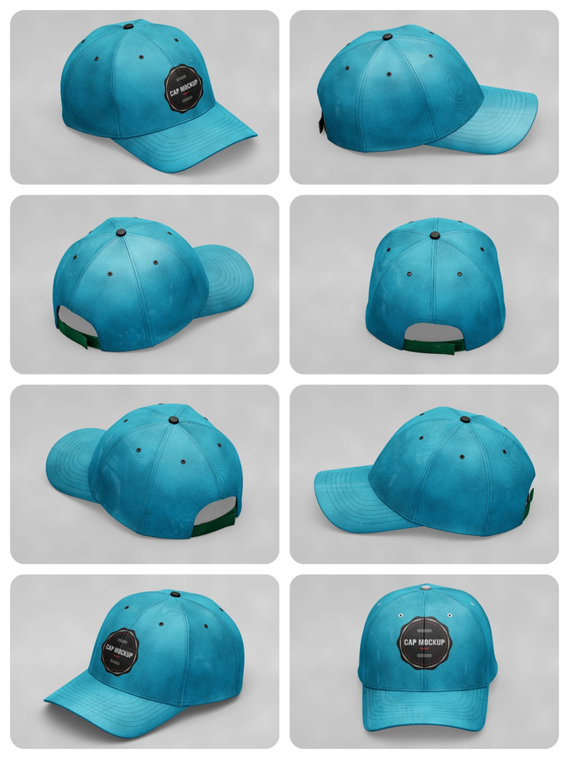 图片[1]-鸭舌帽帽子遮阳帽高清样机PSD模板智能贴图文创效果展示PS素材-设计猿