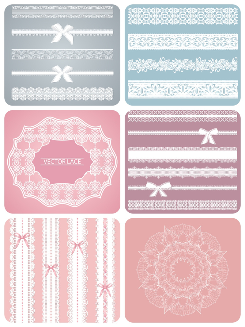 图片[1]-精美蕾丝花边花纹底纹边框蝴蝶结分割线图案AI矢量源文件设计素材-设计猿