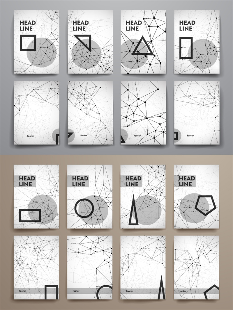 图片[1]-基因分子结构几何海报高科技抽象图形背景DNA小册子AI矢量模板-设计猿