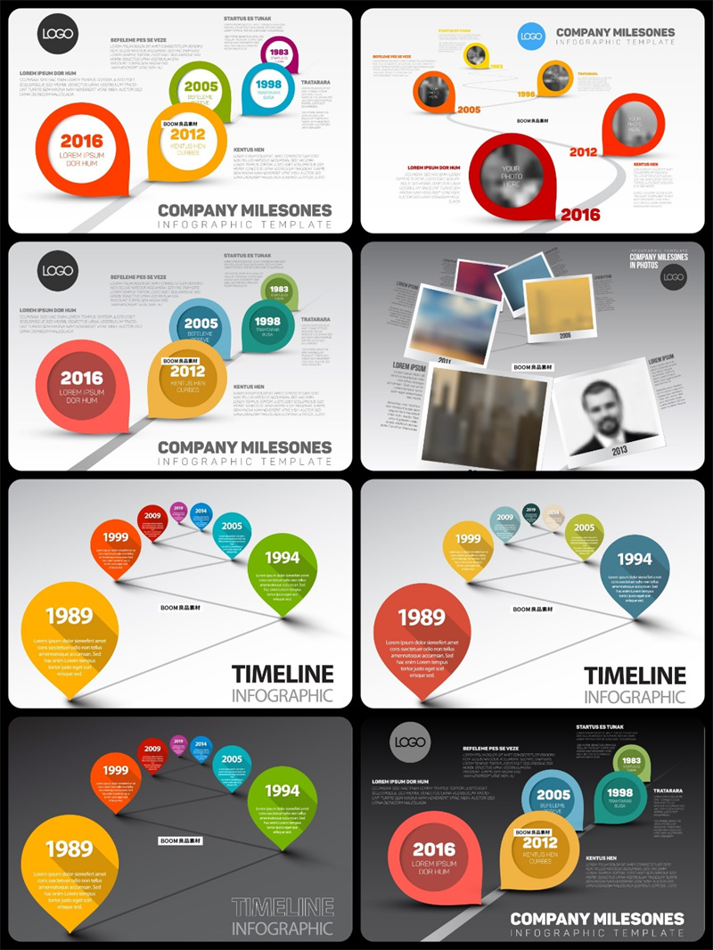 图片[2]-扁平时间进度时间轴商务发展图信息图表里程碑AI矢量插画海报素材-设计猿
