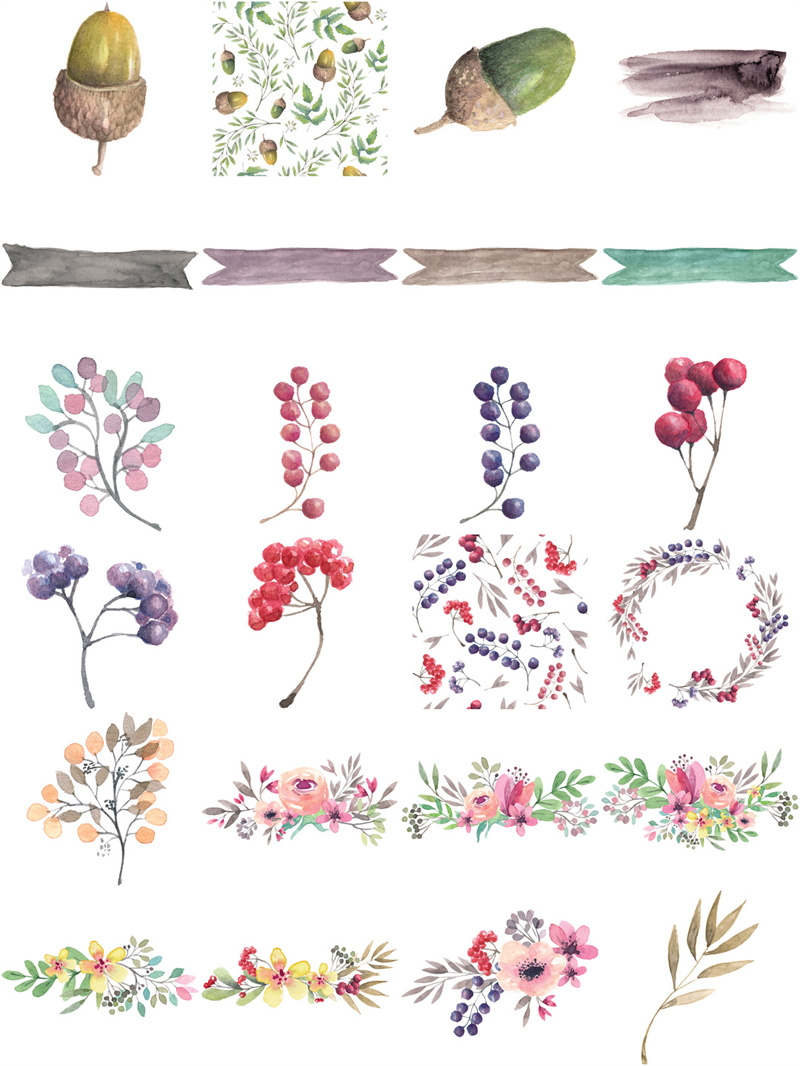 图片[4]-唯美森系手绘动物大象花环卡片手账LOGO标志PSD+PNG免抠设计素材-设计猿