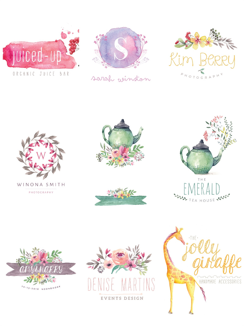 图片[6]-唯美森系手绘动物大象花环卡片手账LOGO标志PSD+PNG免抠设计素材-设计猿