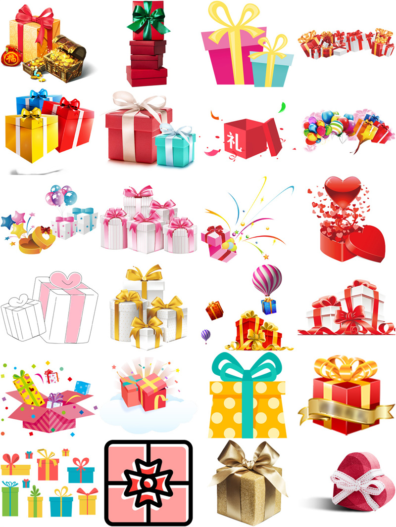 图片[1]-礼品礼盒奖励高清素材卡通礼物元素图案图片PSD分层PNG免抠图素材-设计猿