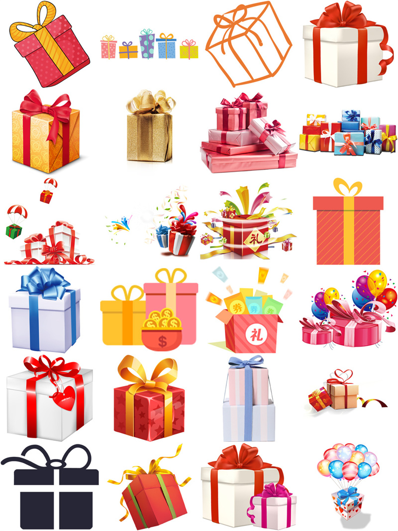 图片[2]-礼品礼盒奖励高清素材卡通礼物元素图案图片PSD分层PNG免抠图素材-设计猿