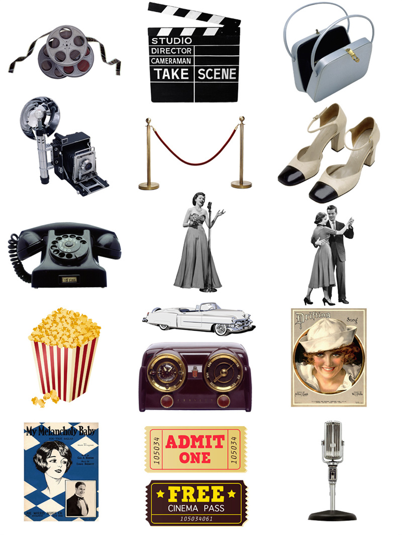 图片[2]-高清复古电影院元素海报人物招贴爆米花PNG免抠装饰图PS设计素材-设计猿