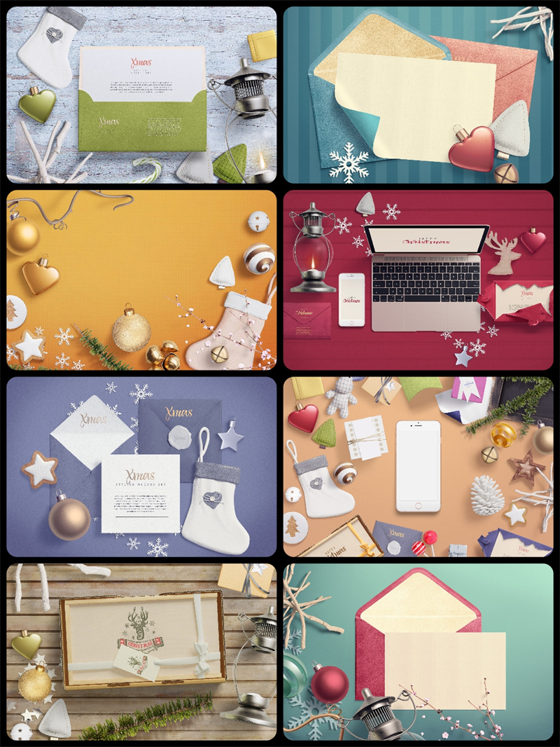 图片[1]-圣诞节冬季海报场景元素广告bnner时尚卡通排版设计PS素材合集包-设计猿