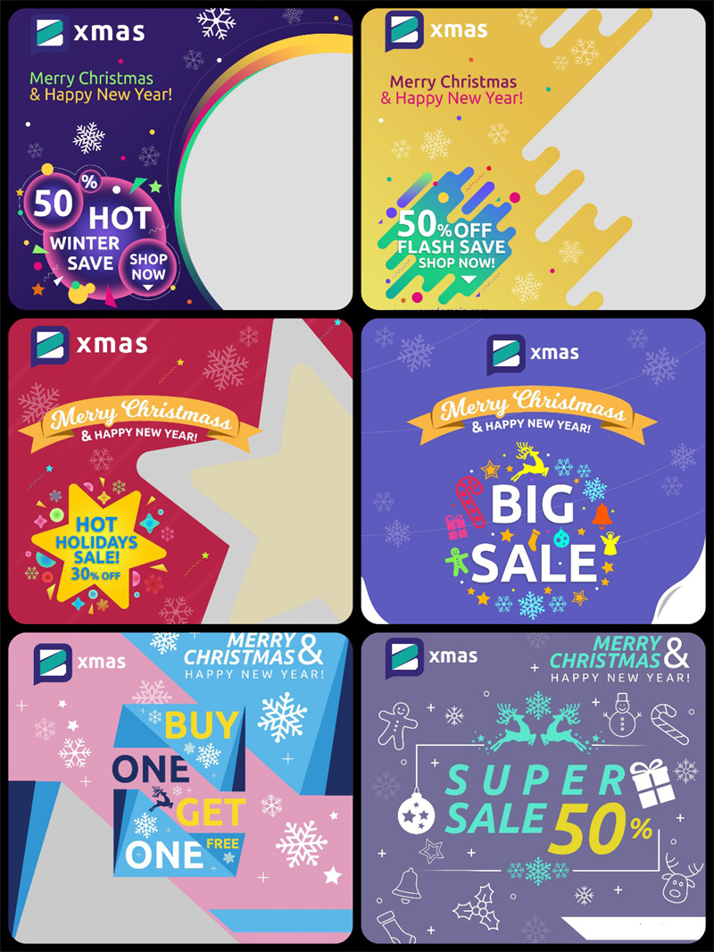 图片[1]-国外复古圣诞节冬季雪花时尚促销海报广告Banner设计素材PSD模板-设计猿